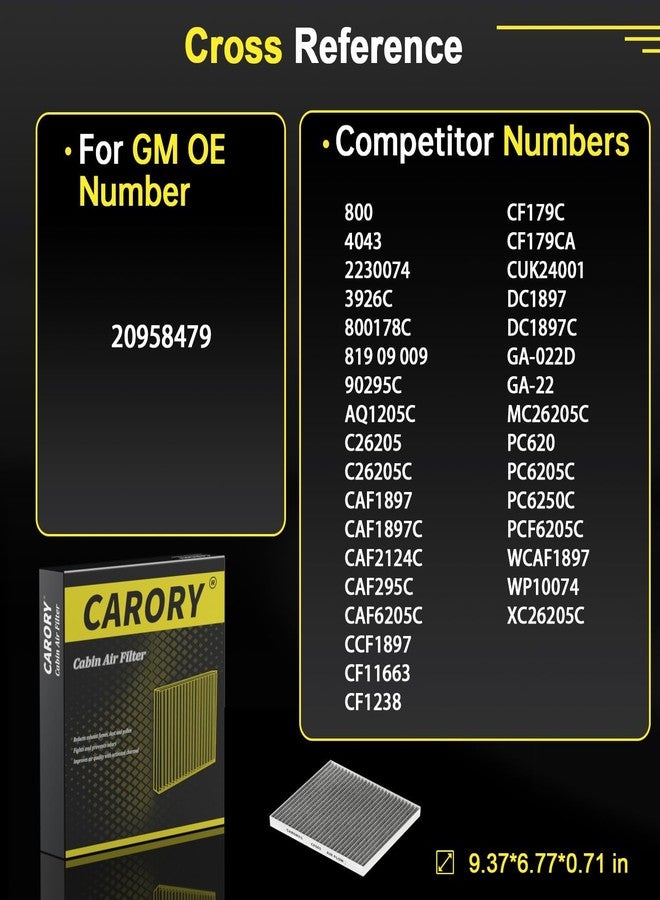 CARORY Cabin Air Filter w/Activated Carbon for 2008-2017 Buick Enclave, 2009-2017 Chevy Traverse, 2007-2016 GMC Acadia, 2017 GMC Acadia Limited, 2007-2010 Saturn Outlook, CF11663, 20958479 - Image 3